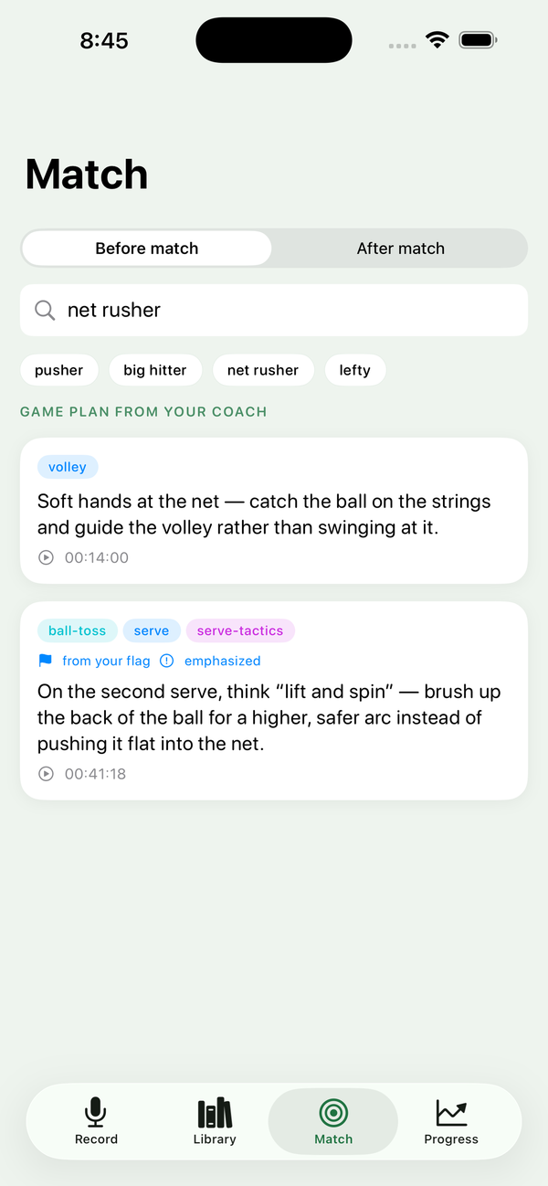 CourtNotes app screenshot