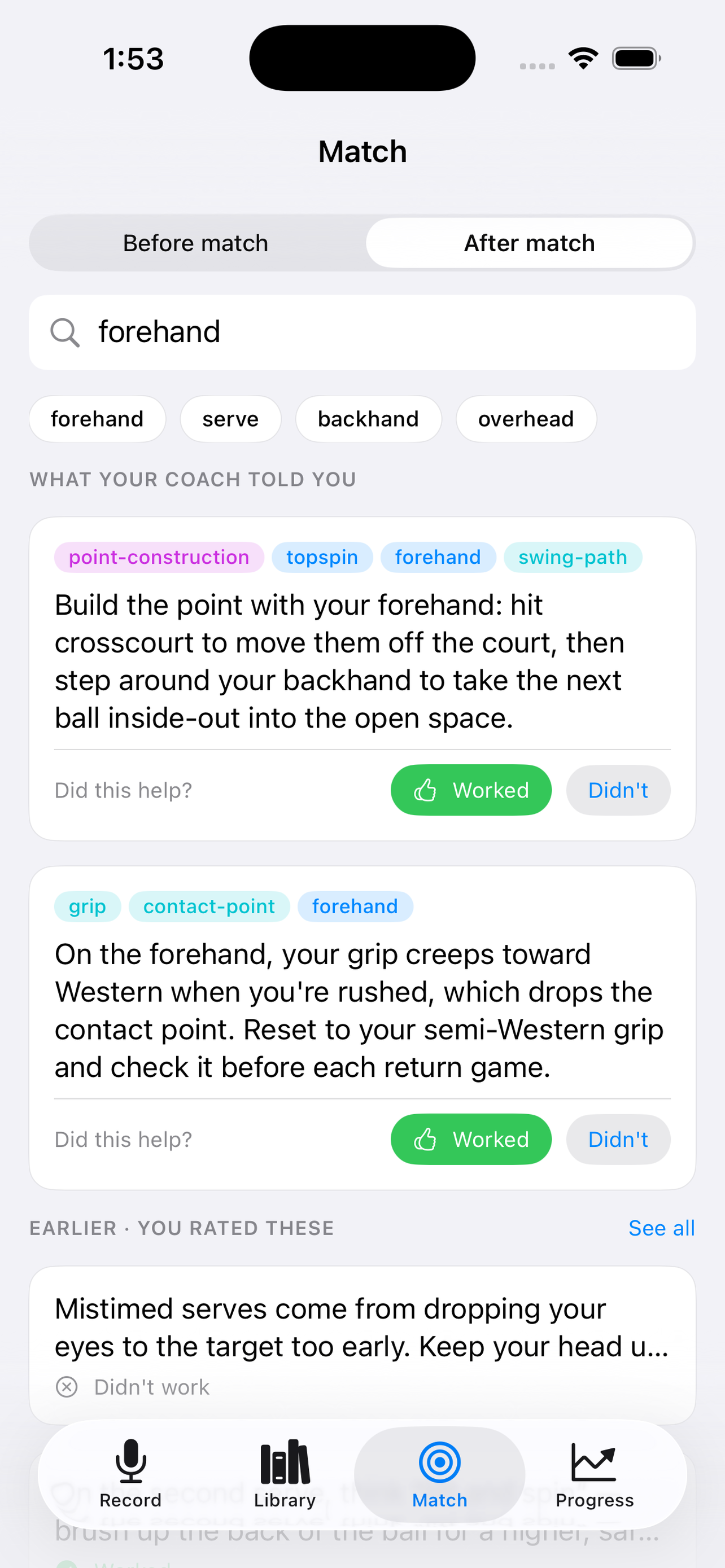 CourtNotes app screenshot