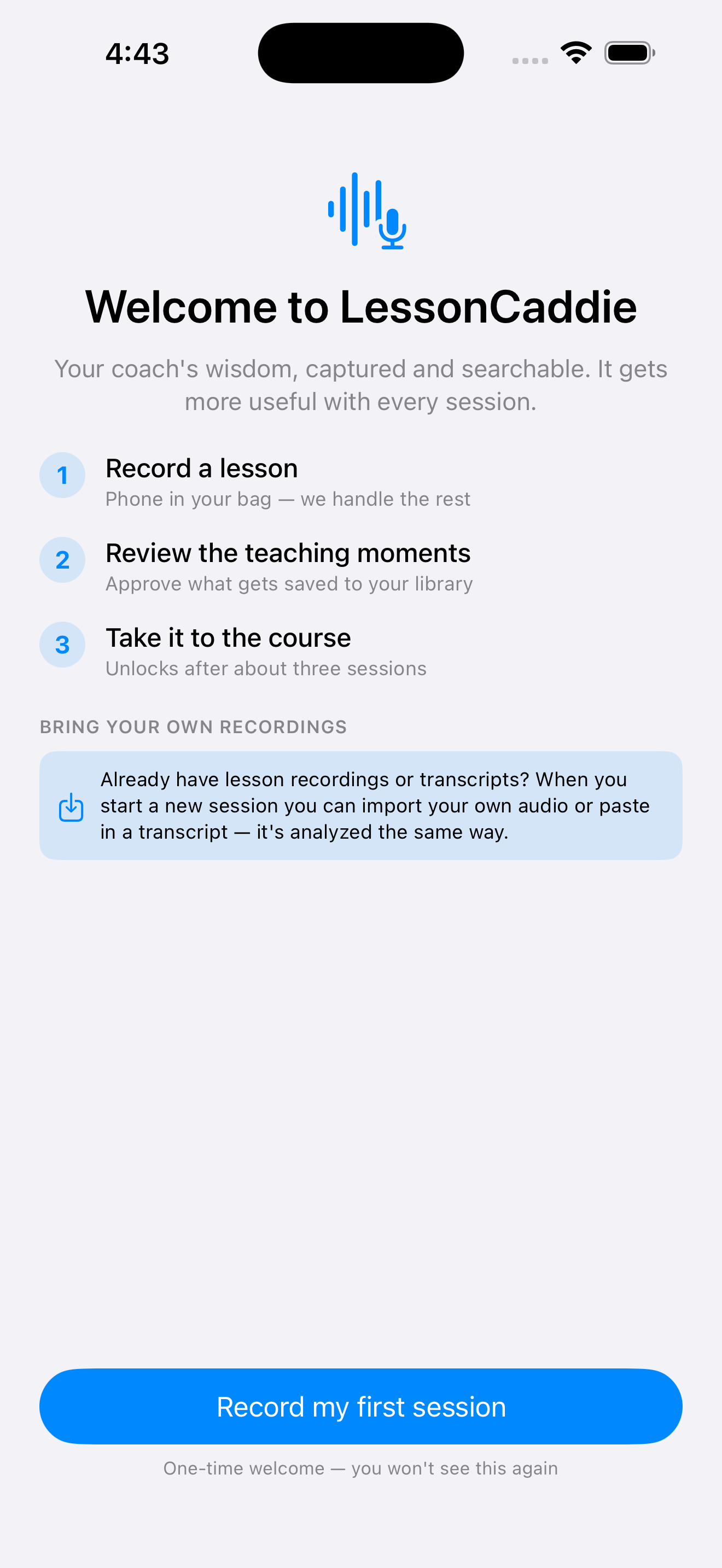 LessonCaddie app screenshot