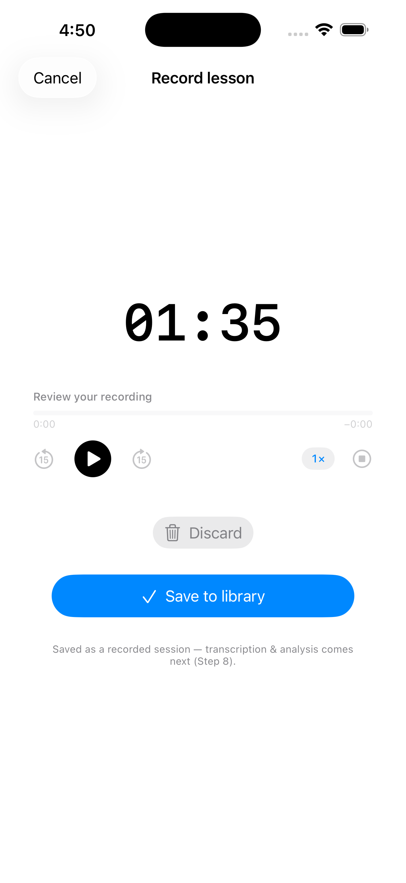 LessonCaddie app screenshot