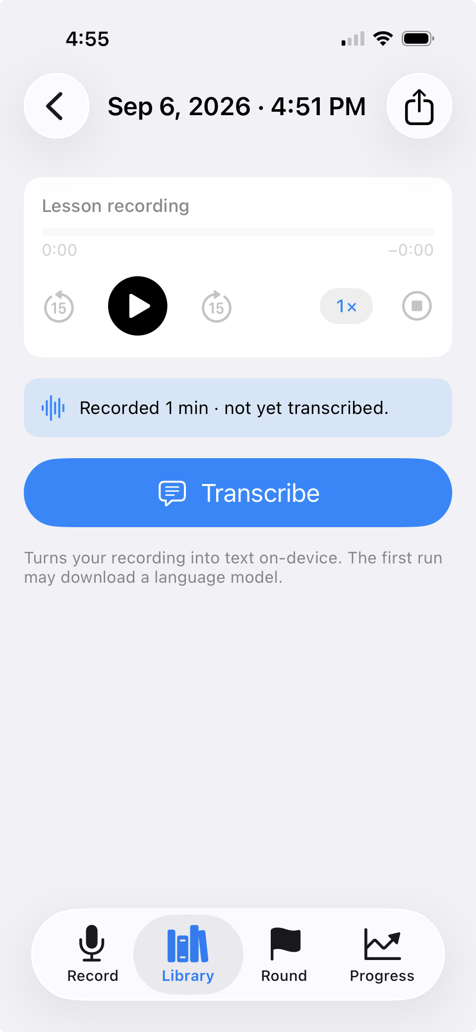 LessonCaddie app screenshot