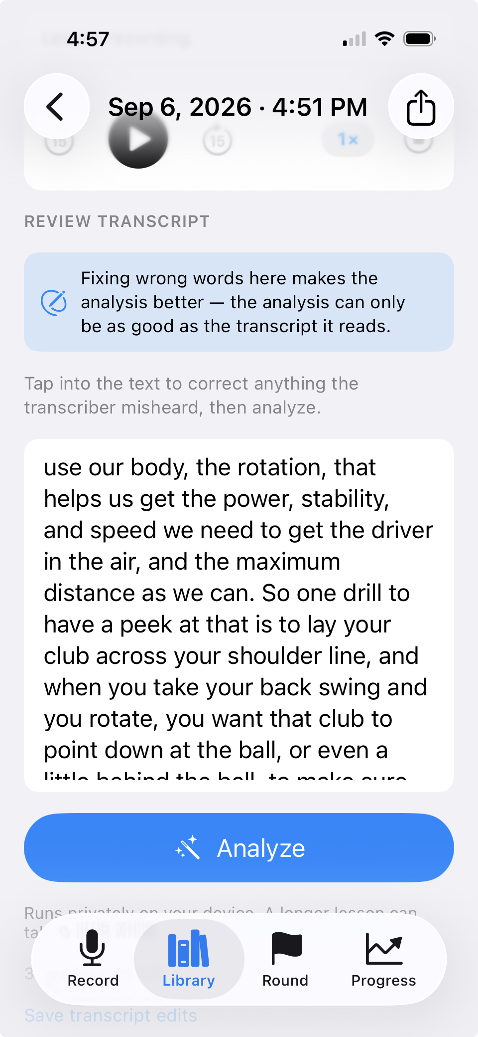 LessonCaddie app screenshot