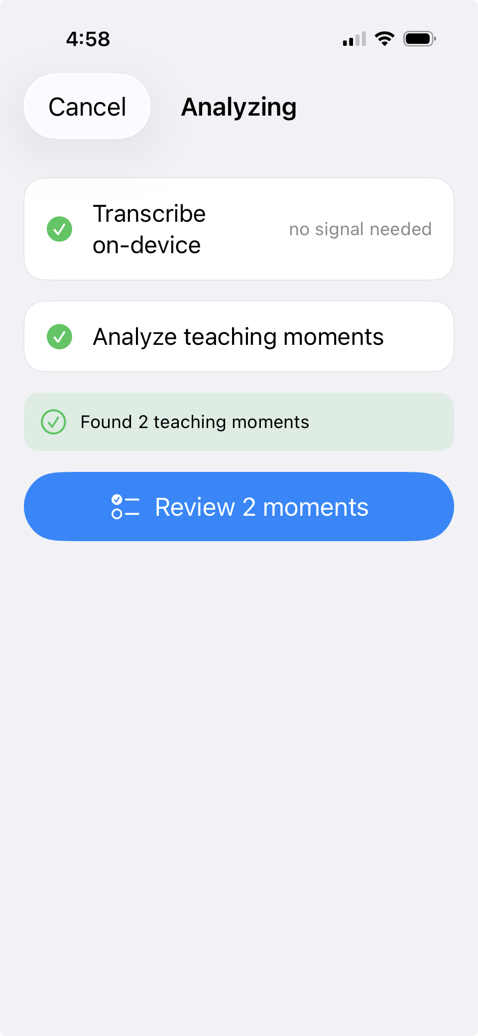 LessonCaddie app screenshot