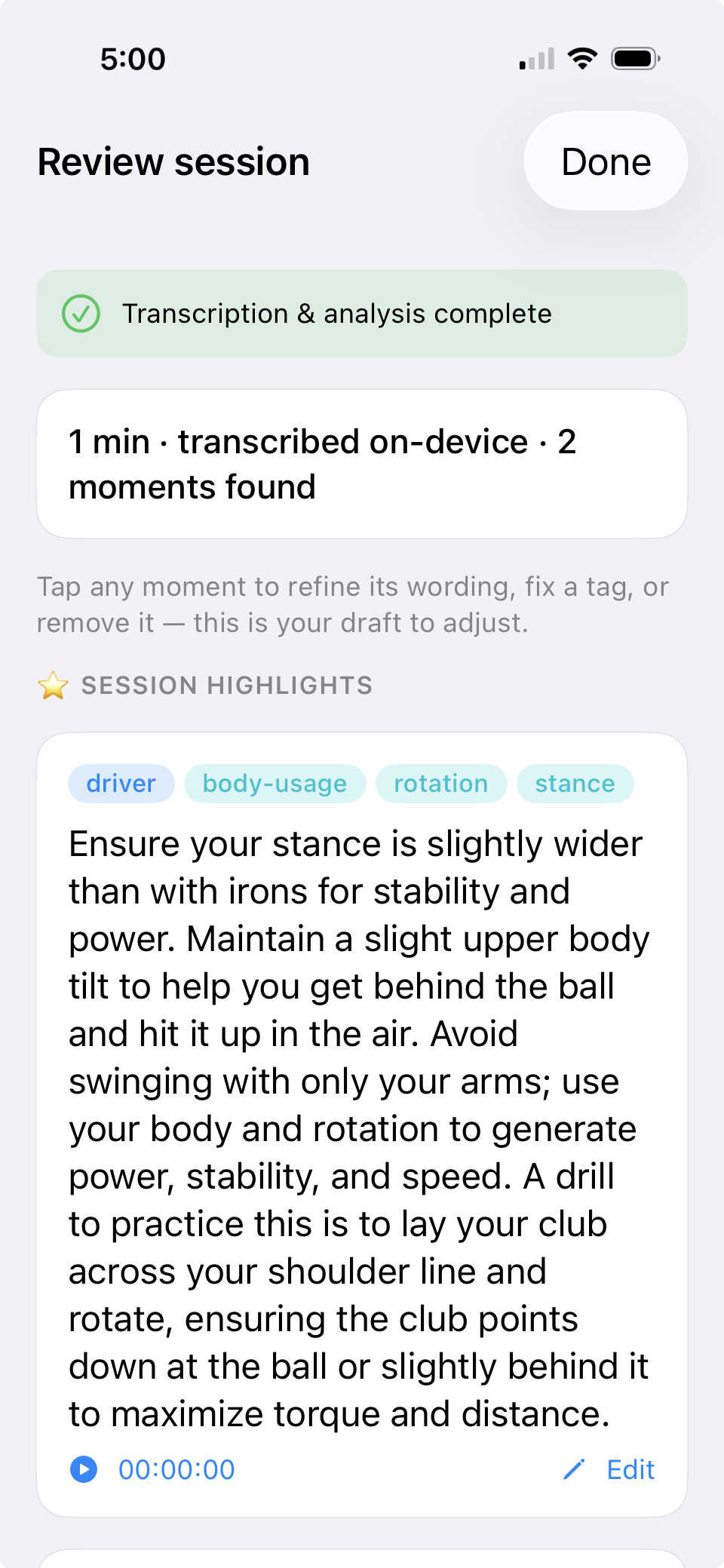 LessonCaddie app screenshot