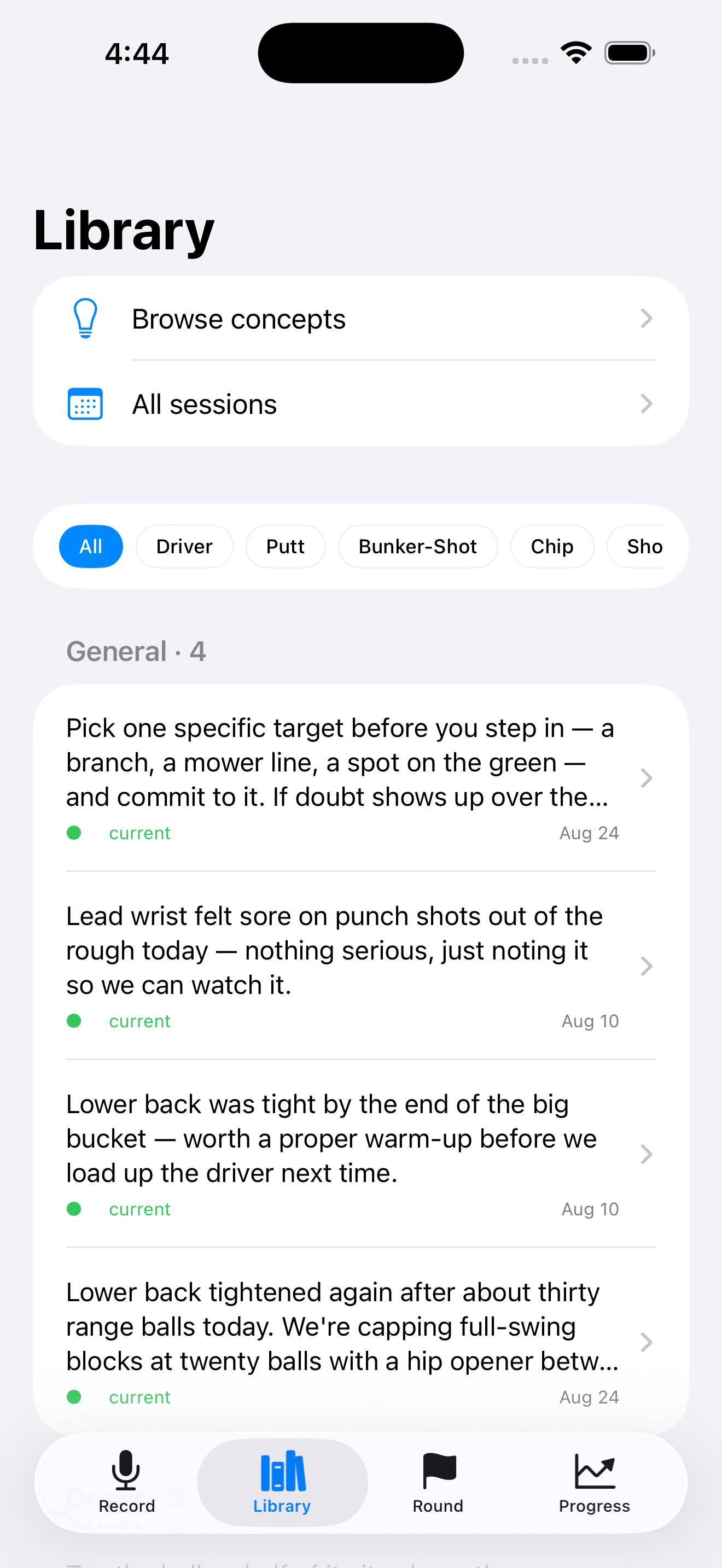 LessonCaddie app screenshot