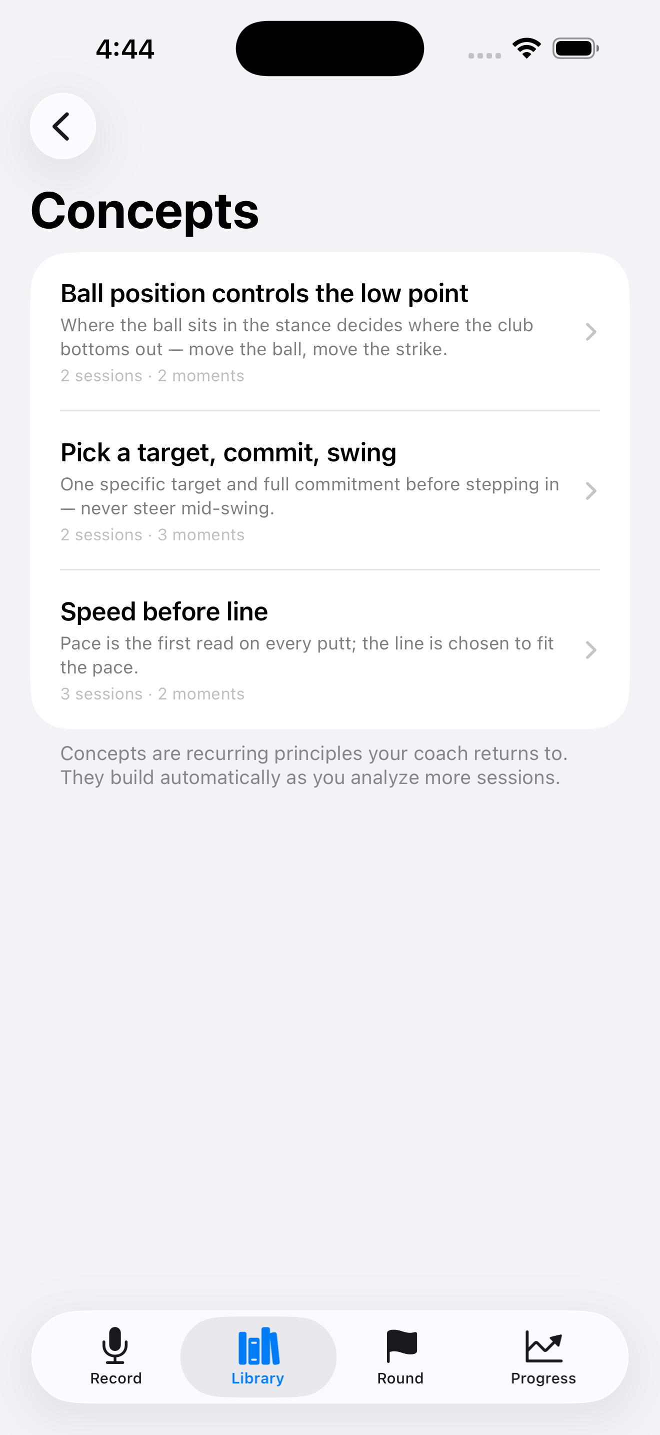 LessonCaddie app screenshot