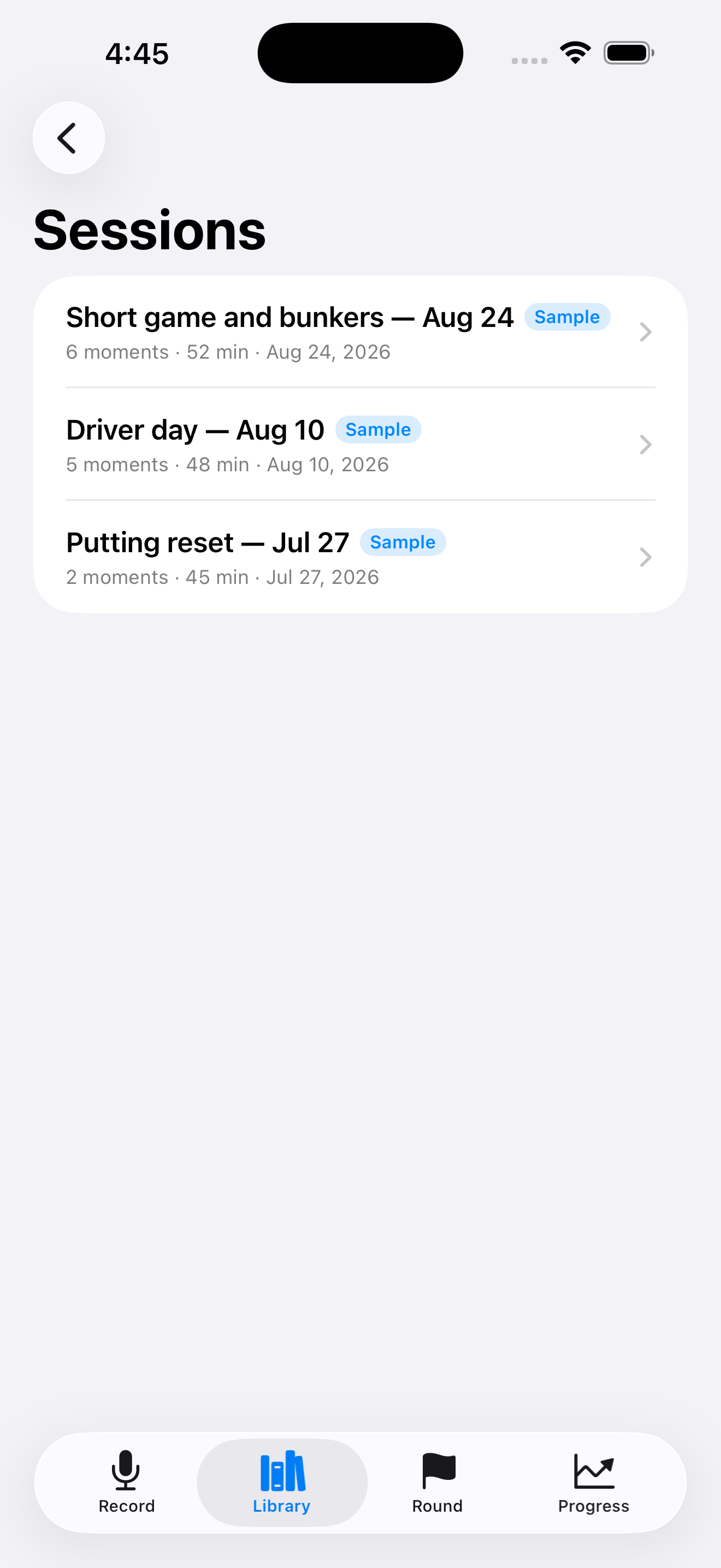 LessonCaddie app screenshot