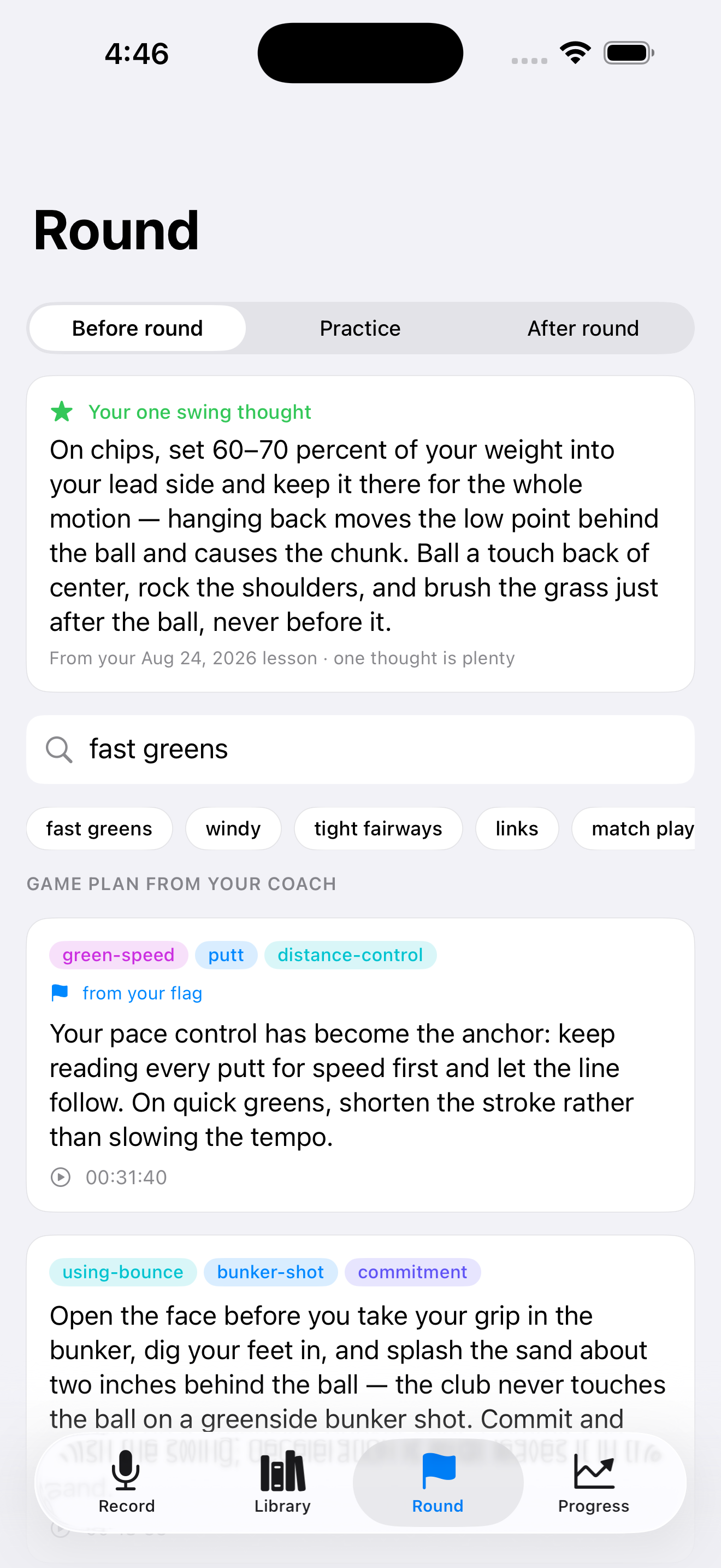 LessonCaddie app screenshot