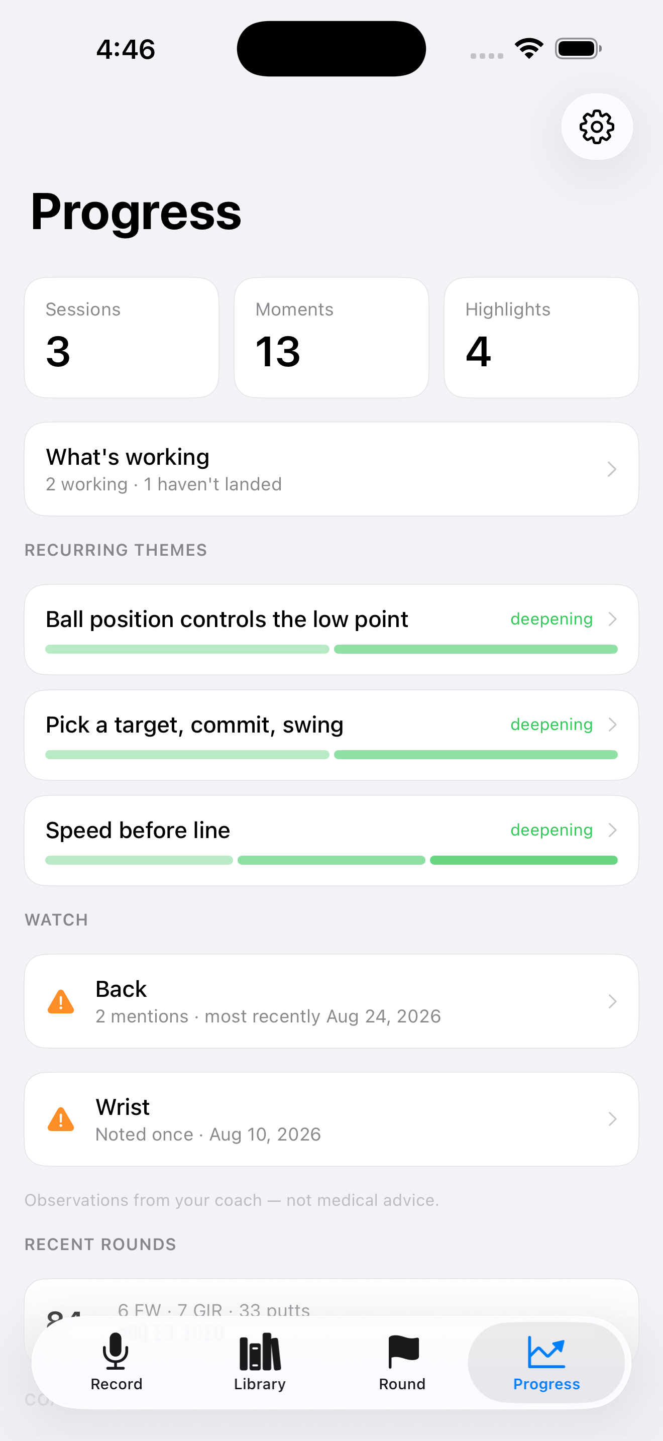 LessonCaddie app screenshot