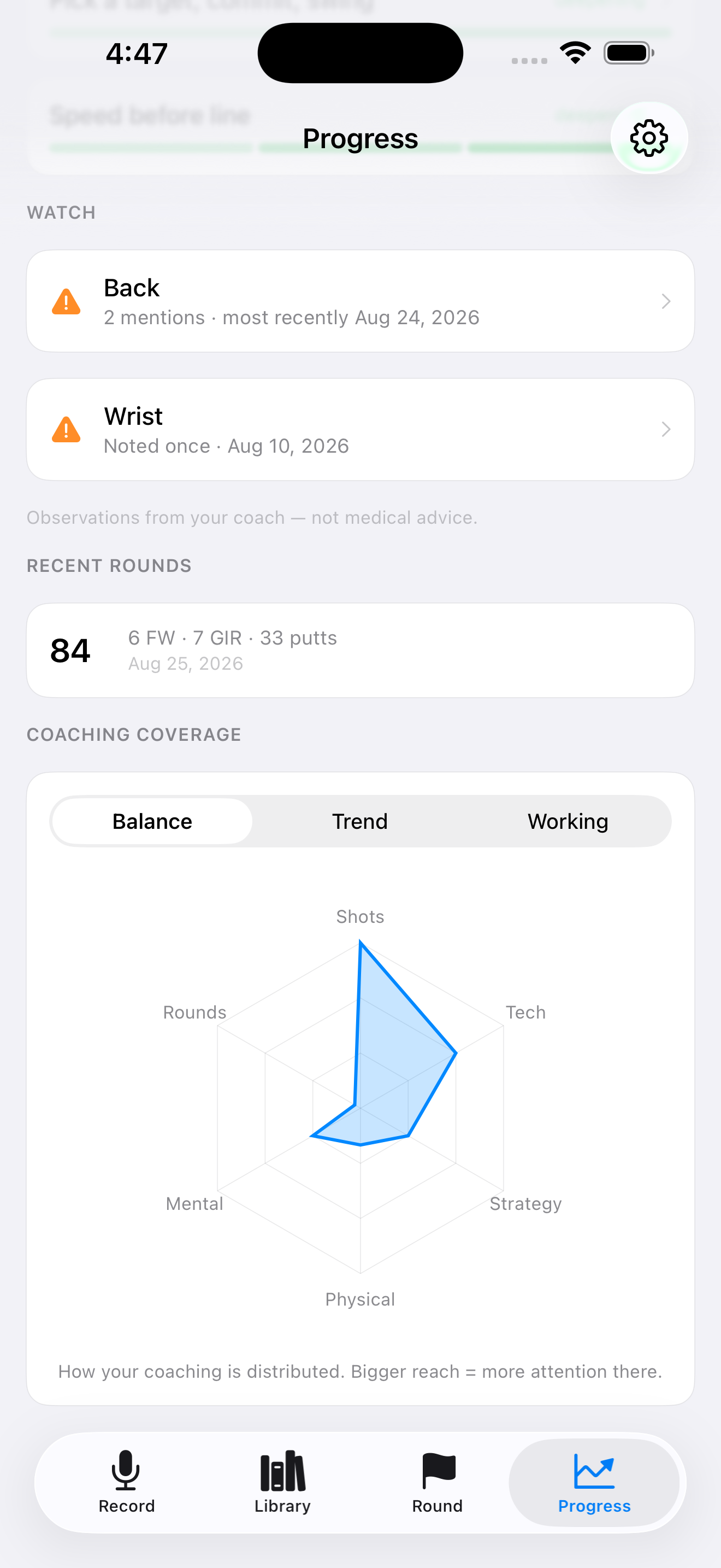 LessonCaddie app screenshot