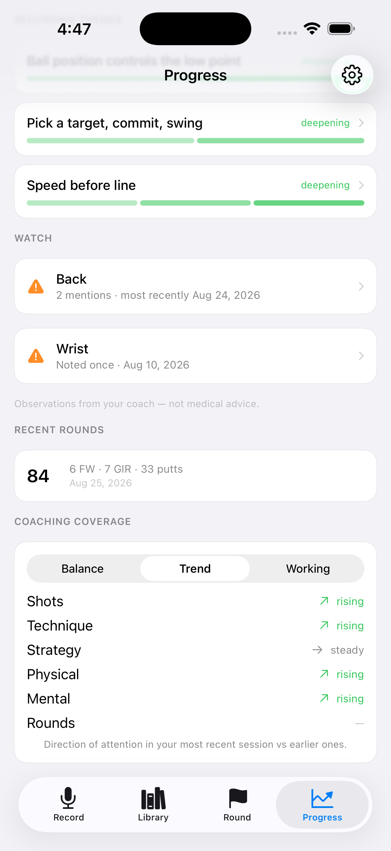 LessonCaddie app screenshot